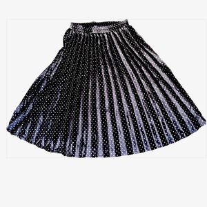 Brown and White Polka Dot Pleated Skirt